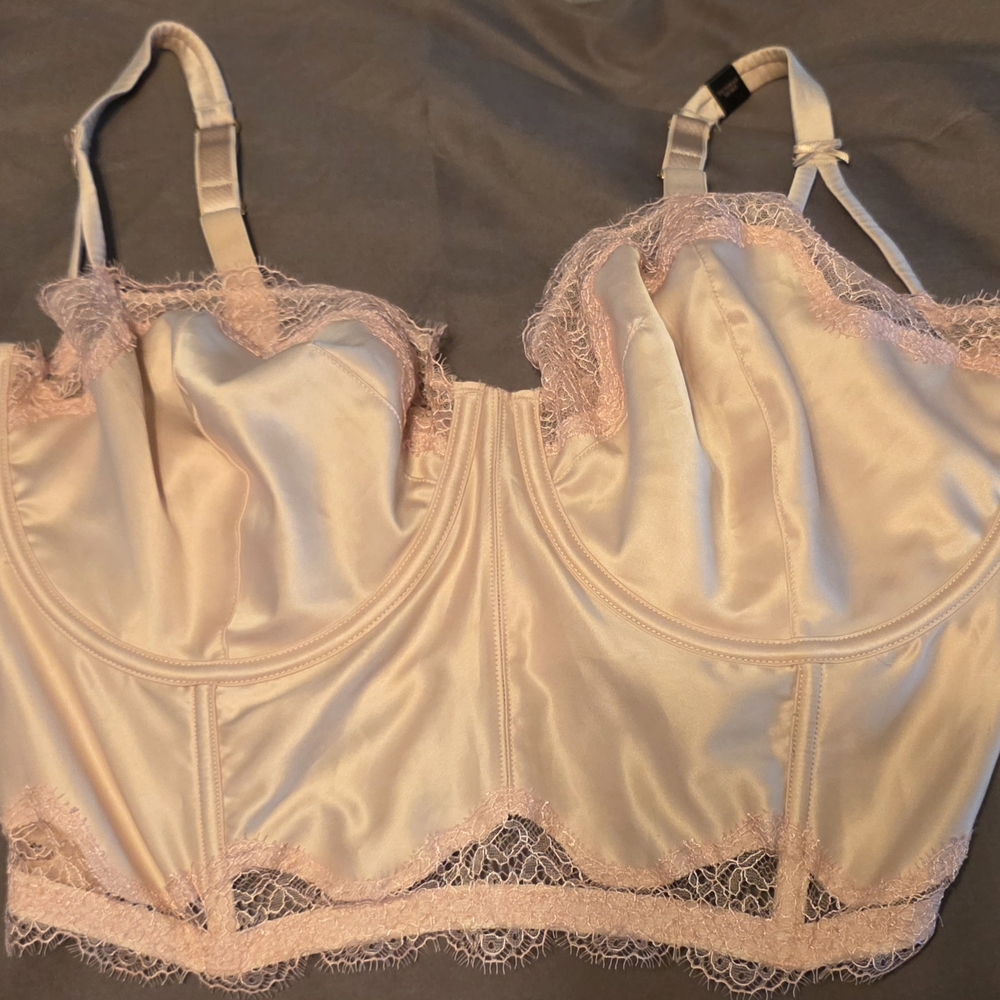 Victoria's Secret Satin Bralette with Lace - Cream